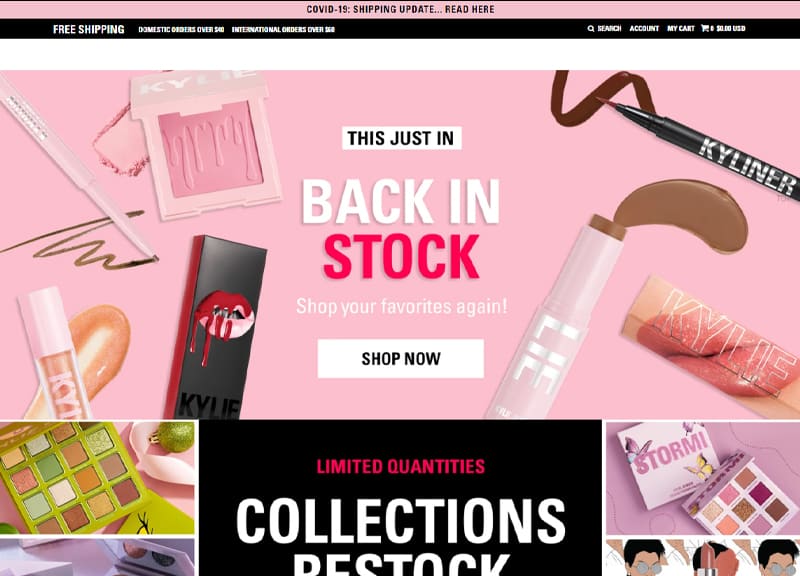 Kylie Cosmetics Official Website - Collections Restock