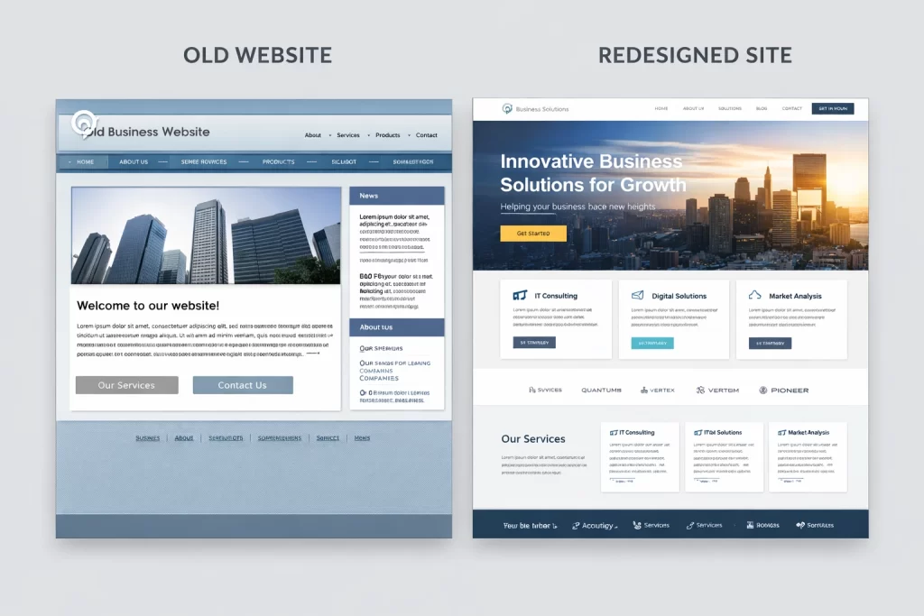 website redesign vs website refresh comparison visual 