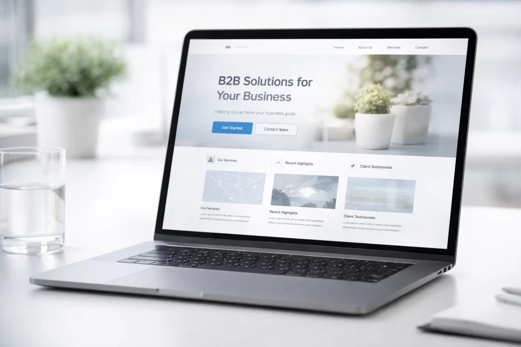Example of a good B2B website with clean navigation and conversion-focused design