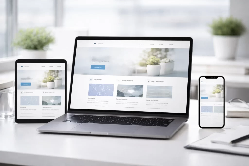 Responsive B2B website design across desktop, tablet, and mobile devices
