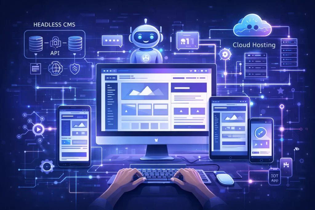 Future website development trends including AI powered websites and headless CMS