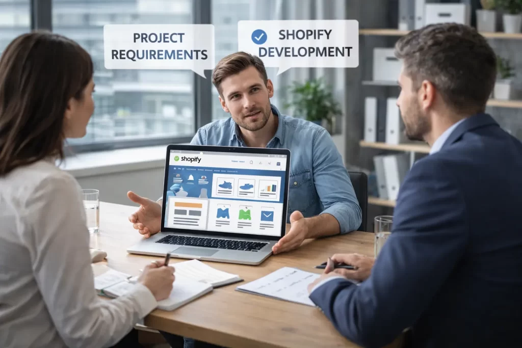 Process of hiring a Shopify developer with interview and planning steps