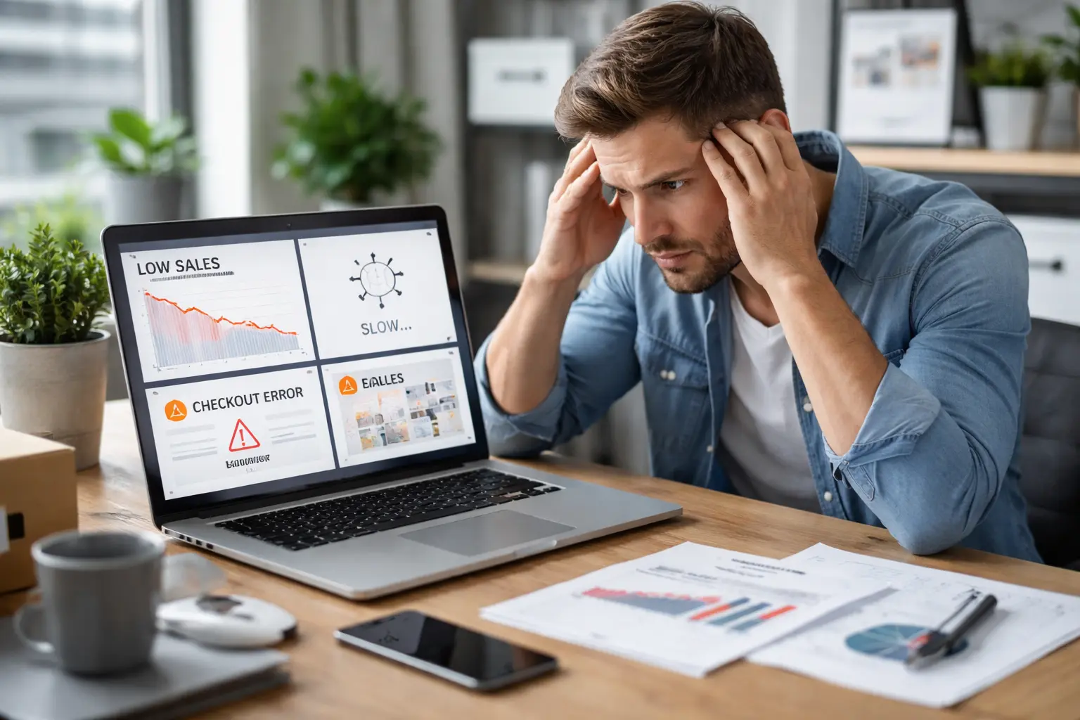 Shopify store issues like low conversions, slow speed, and poor design