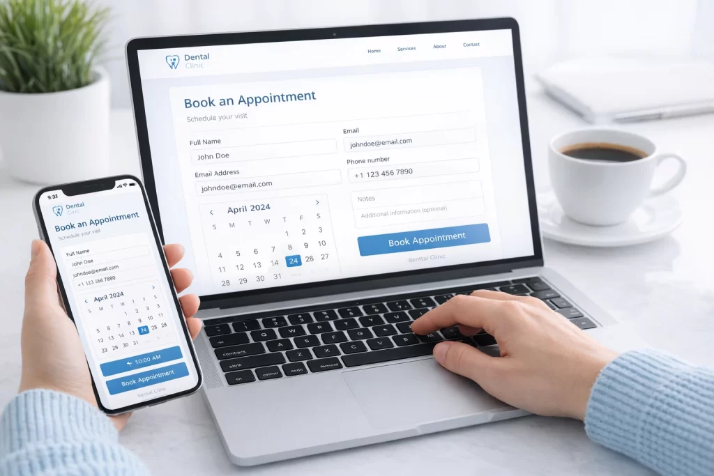 online dental appointment booking system for clinic website