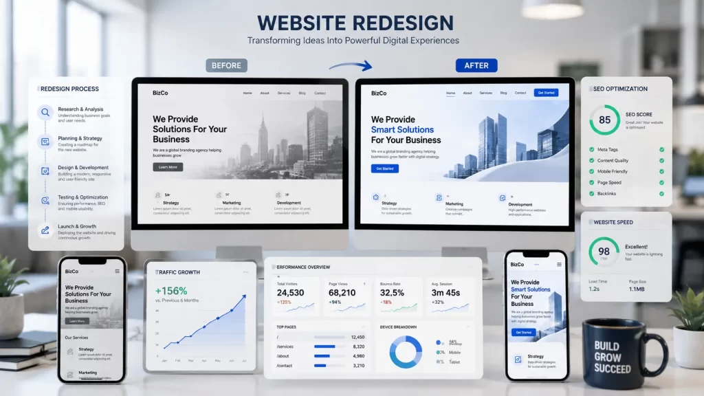 website redesign services improving SEO and website performance